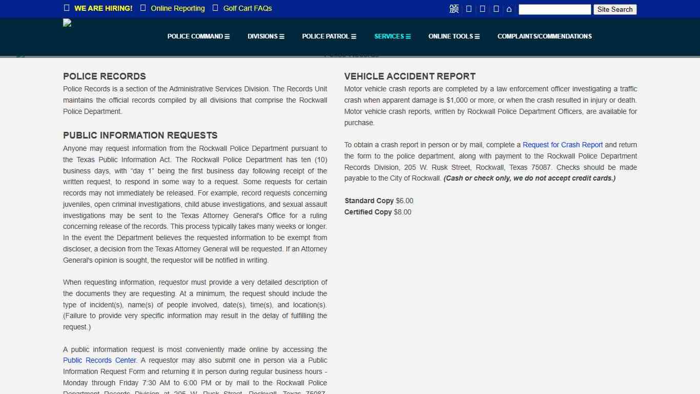 Rockwall Police Department - Records Division