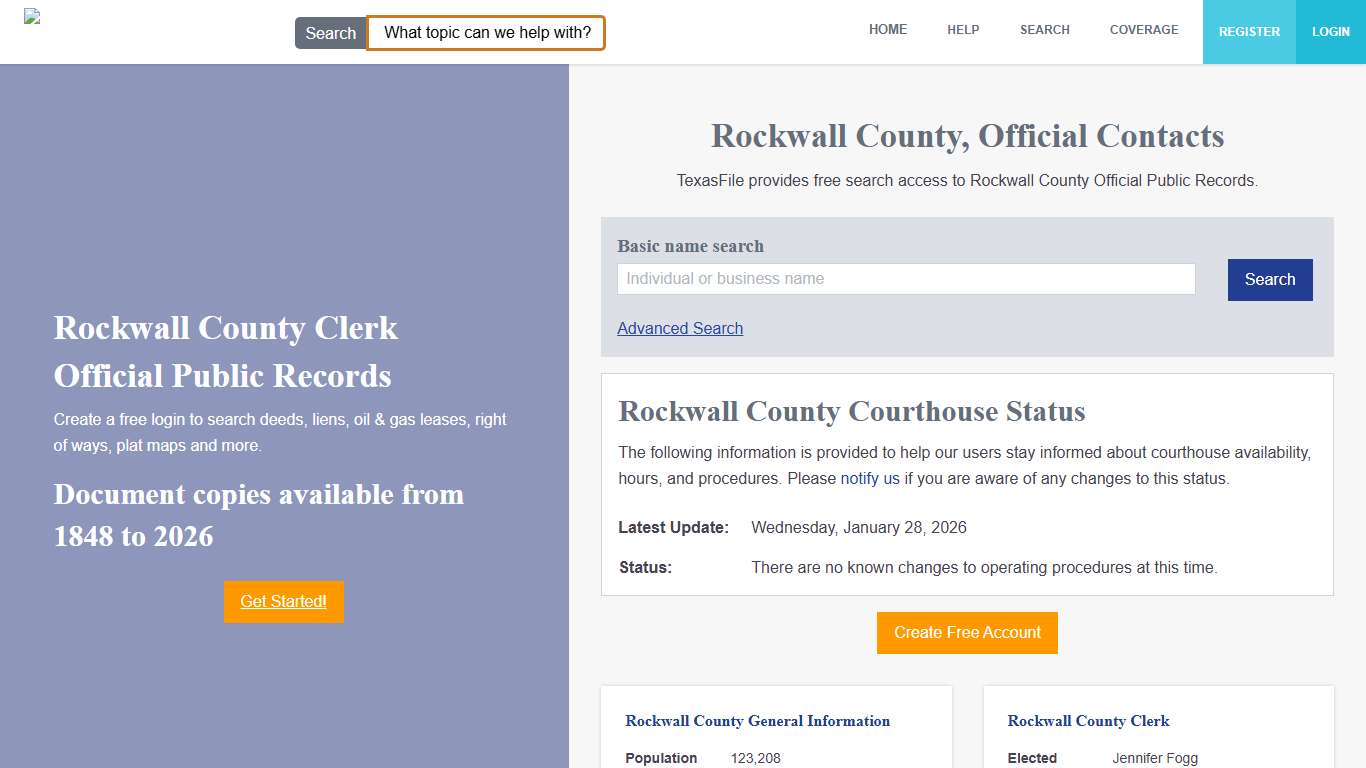 Rockwall County Clerk Official Public Records TexasFile